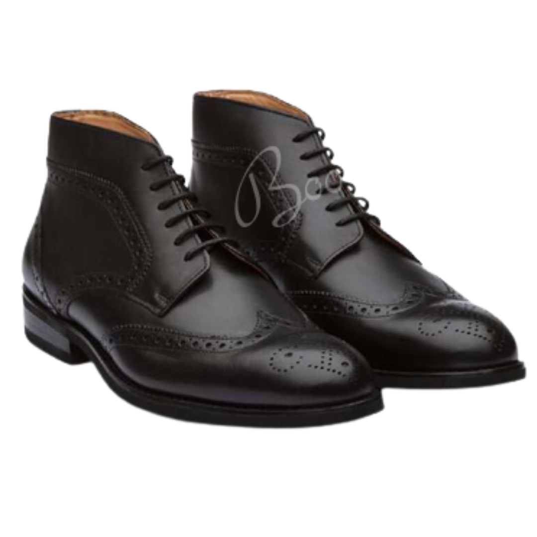 Leather Brogue Derby Boots Shoes